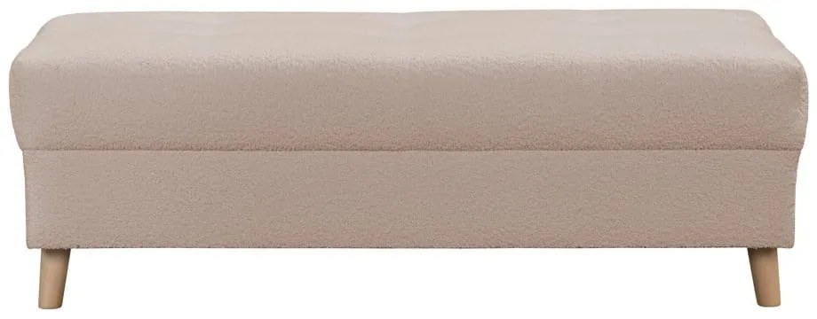 Taburet bej cu tapițerie din stofă bouclé Ariella – Ropez