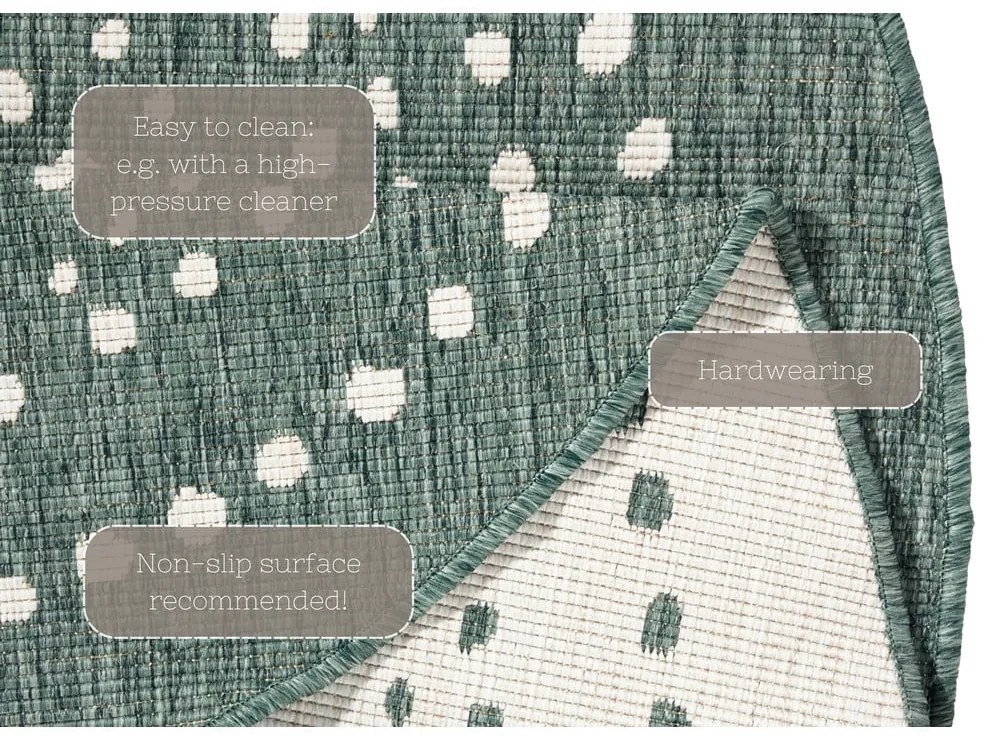 Covor reversibil pentru exterior NORTHRUGS Bali, Ø 200 cm, verde