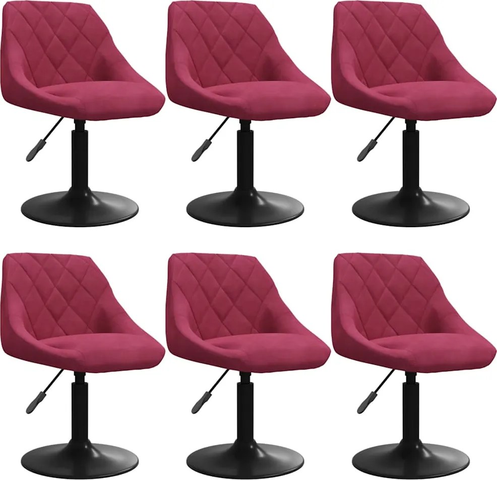 vidaXL Scaune de sufragerie pivotante 6 buc, roșu vin, catifea