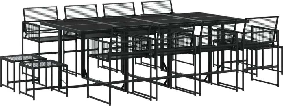 vidaXL Set mobilier de grădină, 13 piese, negru, poliratan