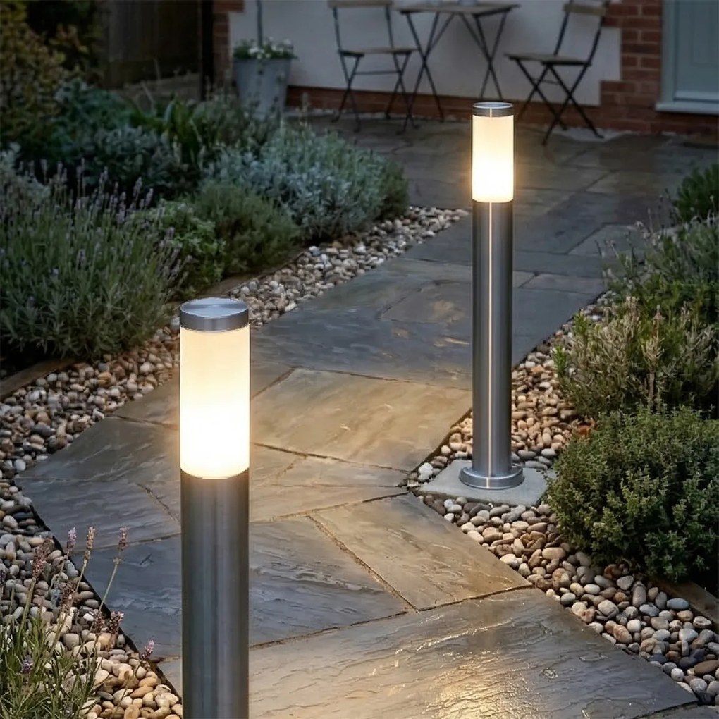 Lampă de stâlp exterioară modernă din oțel cu opalin 80 cm IP44 - Rox
