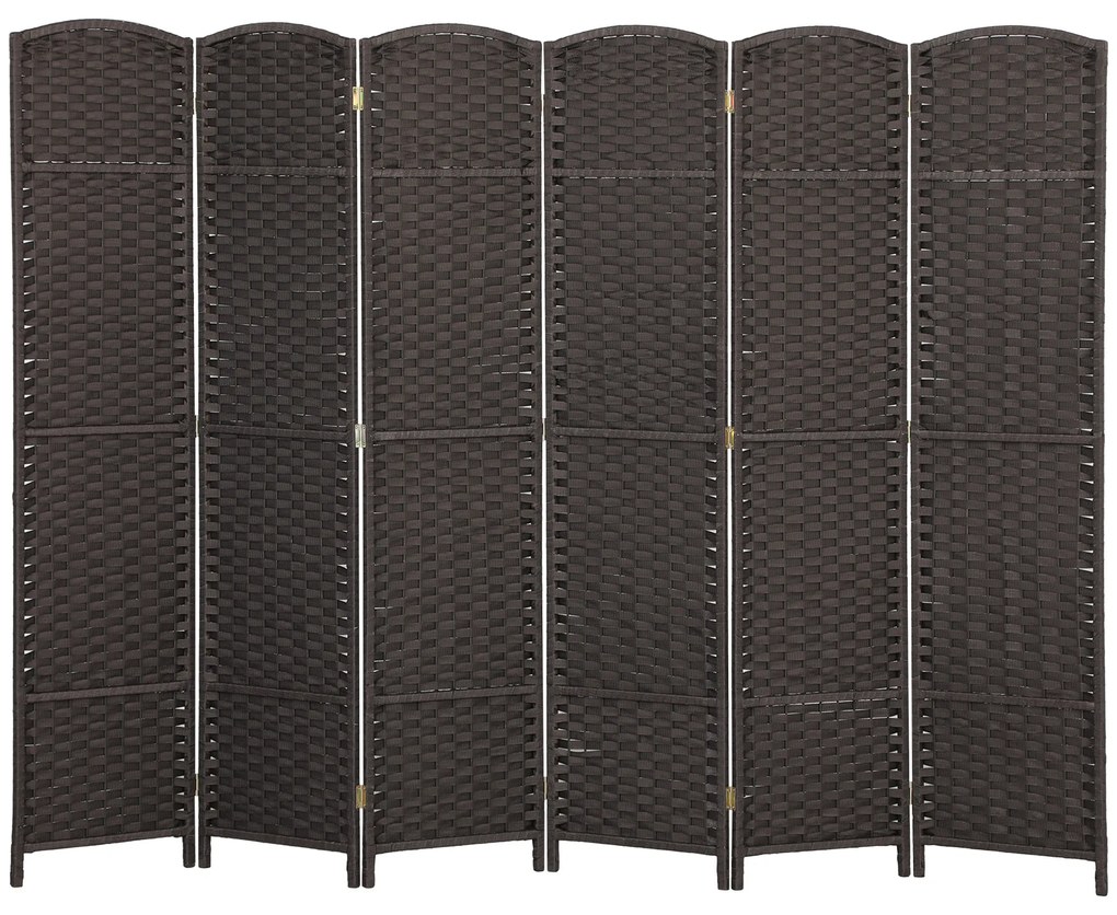 HOMCOM Separator de cameră în 6 părți, Paravan portabil, Perete de intimitate pentru living, dormitor, birou la domiciliu, Maro | Aosom Romania