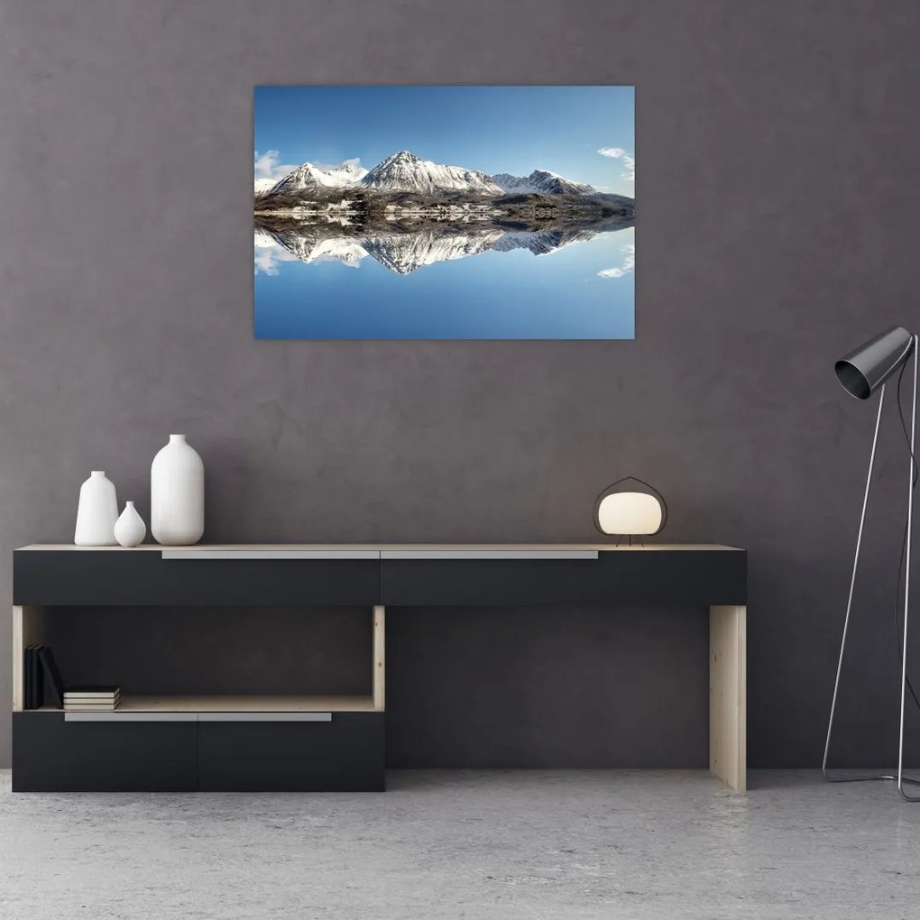 Tablou cu munți și reflectarea lor (90x60 cm)