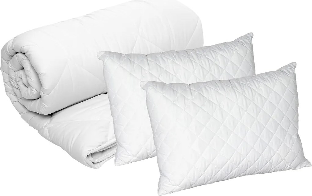 Set Blanche, 2 perne microfibra 50x70 cm si pilota matlasata 350g/mp, 180x200 cm