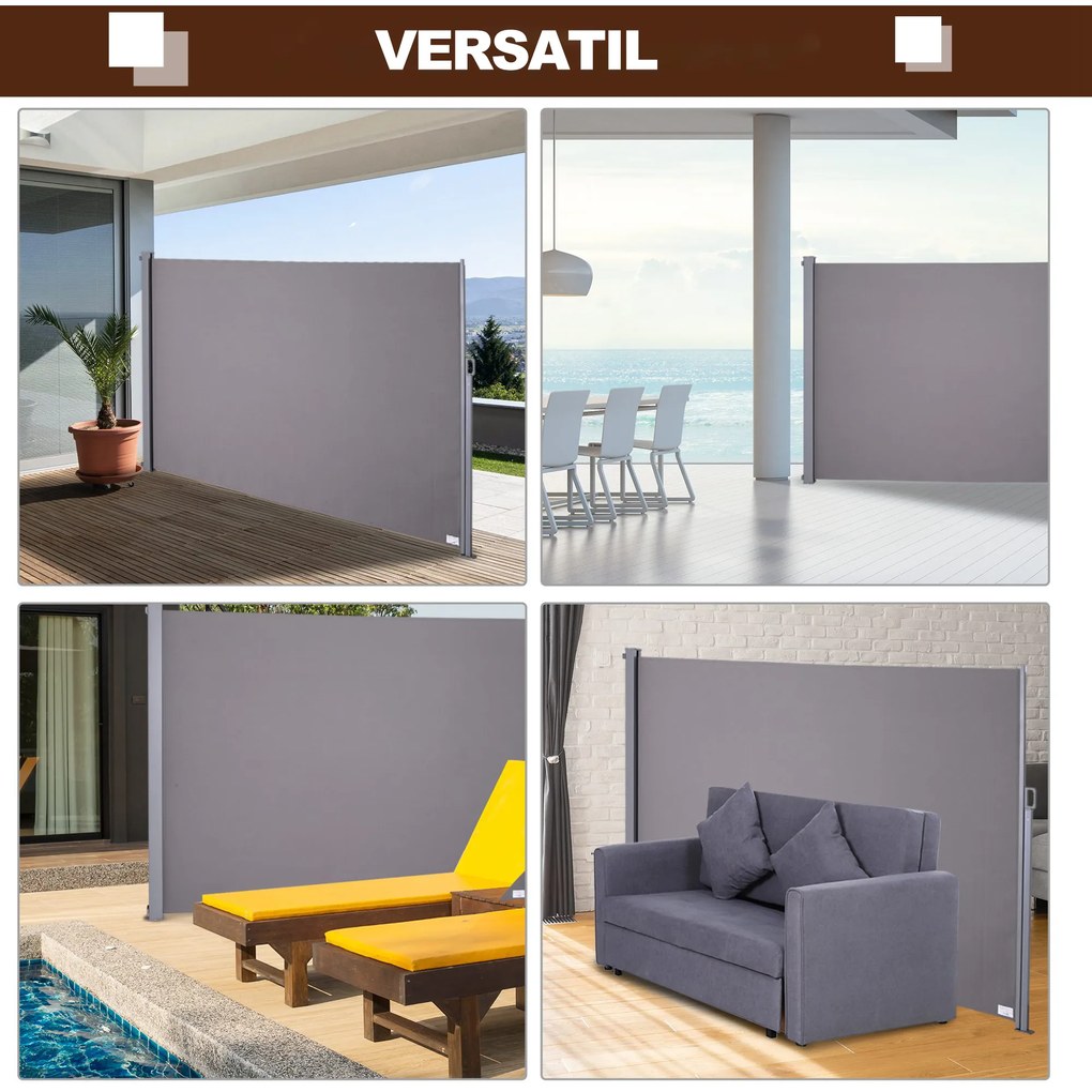 Copertina de Soare Laterala Outsunny, Tip Rulou (3x1.6m), Aluminiu si Poliester | Aosom Romania