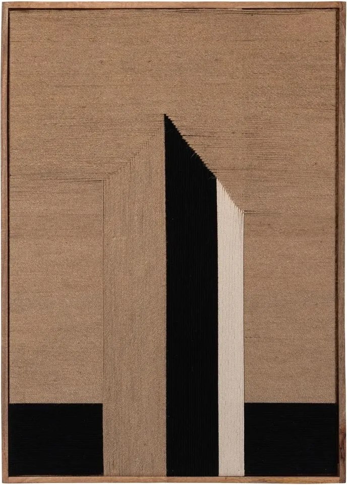 Tablou de perete din lemn de mango și iută naturală, H107 cm, "Arrow"