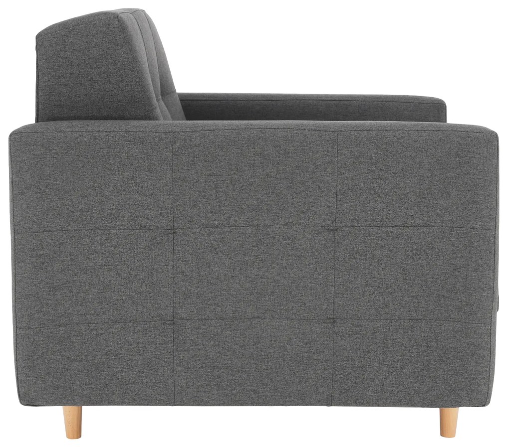 Fotoliu complet tapiţat, material textil gri închis, AMEDIA