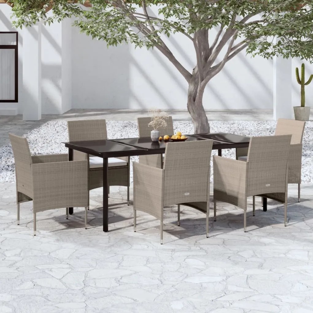 3099297 vidaXL Set de masă pentru grădină, 5 piese, cu perne, bej și negru