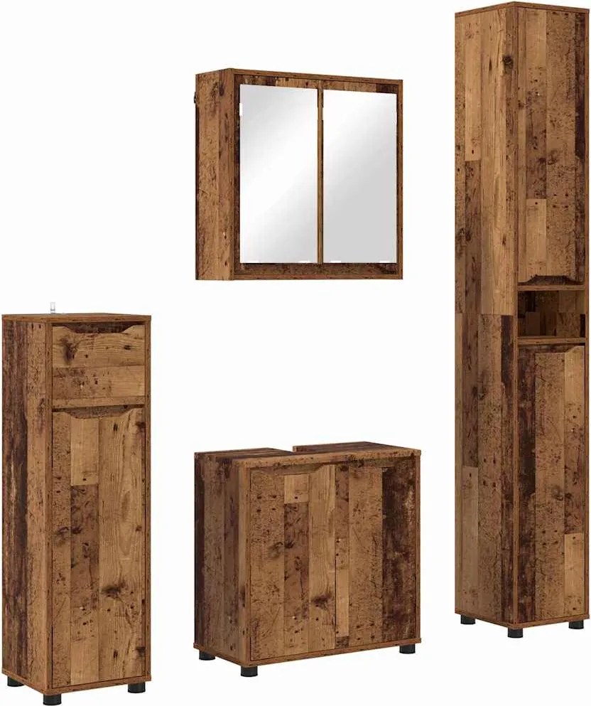 vidaXL Set de mobilier pentru baie 4 pcs Lemn Vechi Lemn compozit