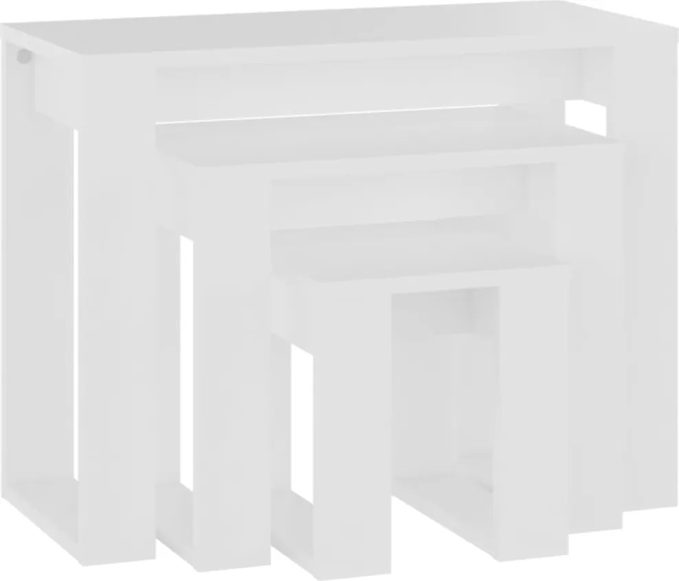 vidaXL Mese cuibărite 3 buc., lemn stratificat alb