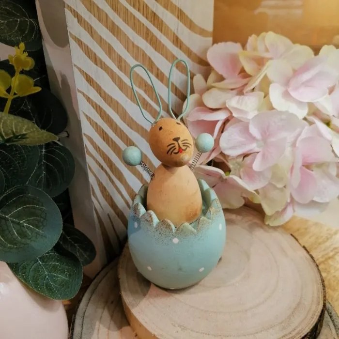 Deco Teal Bunny din lemn 6x15 cm