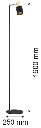 Lampadar DORIA 1xE27/15W/230V negru/alamă Argon 4259