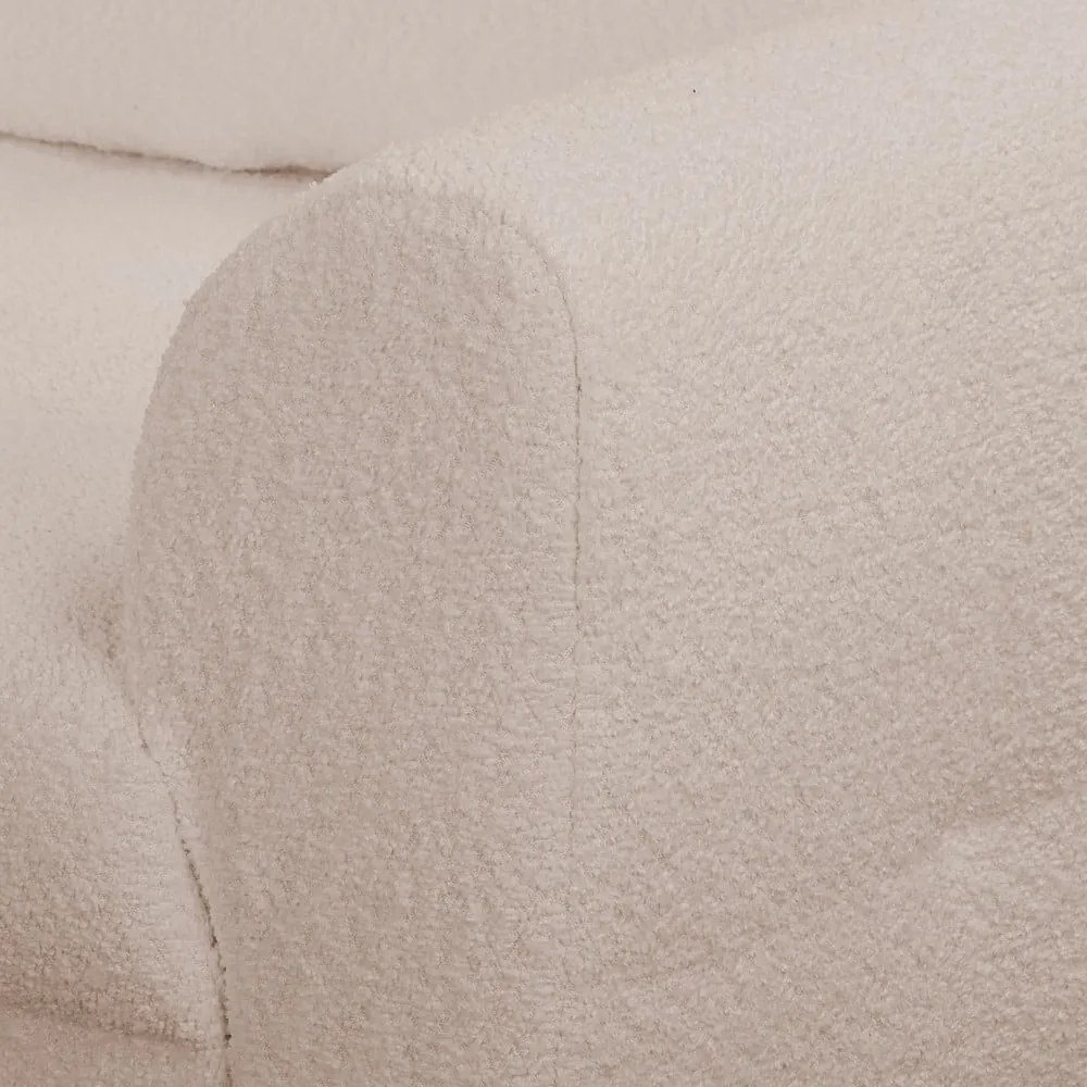 Colțar bej cu tapițerie din stofă bouclé (cu colț pe partea stângă) Ariella – Ropez