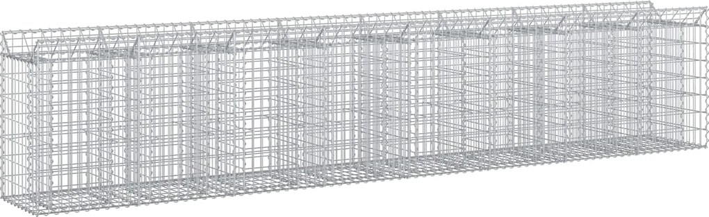 vidaXL Pat ridicat din gabion 3 pcs Argintiu 400 x 50 x 80 cm
