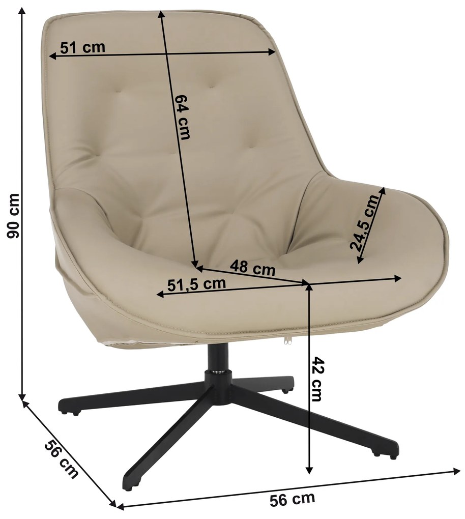 Scaun pivotant de lux, piele ecologică gri / metal, JAELYN