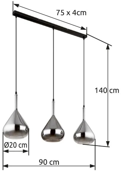 Lustră pe cablu Globo 15542-3 GEEKY 3xE27/60W/230V