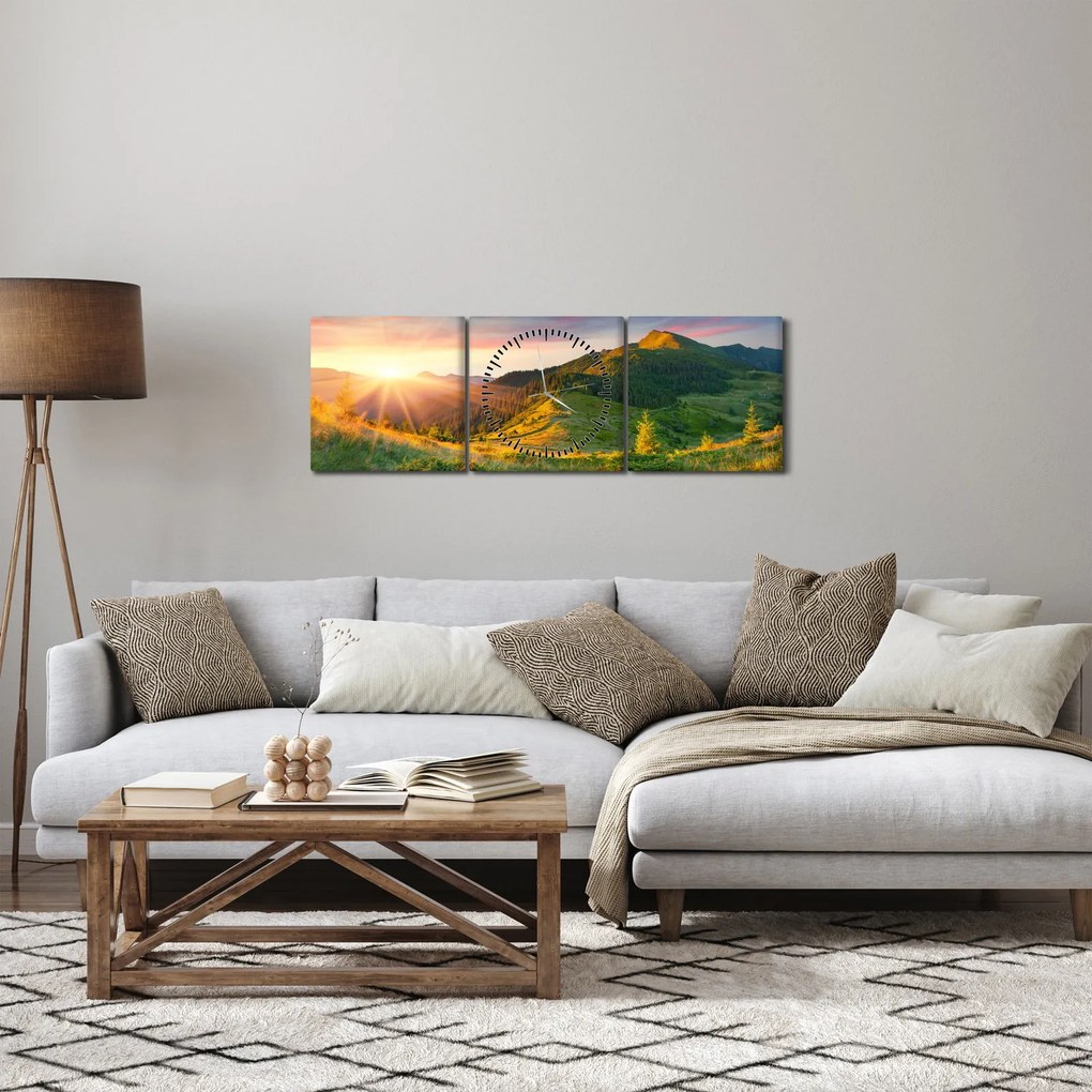 Tablou - Peisaj de vară (cu ceas) (90x30 cm)