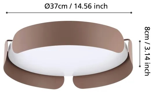 Eglo 99623 - Plafonieră LED VALCASOTTO, 20W, 230V, Ø 37 cm, maro