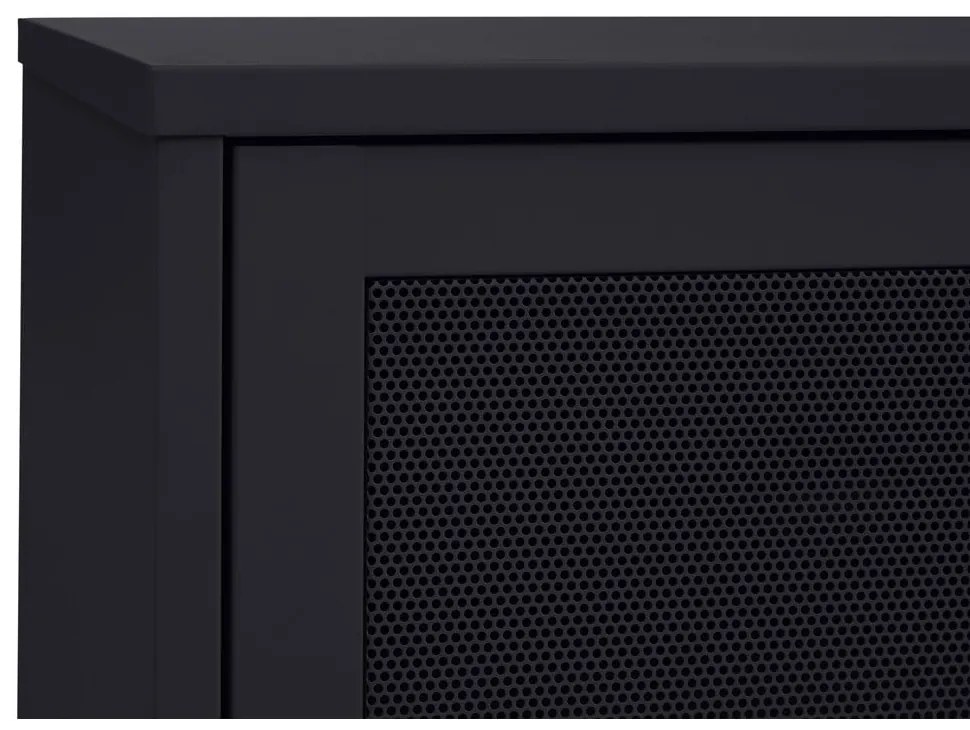 Comodă TV neagră din metal 160x55x45 cm Veep – Unique Furniture