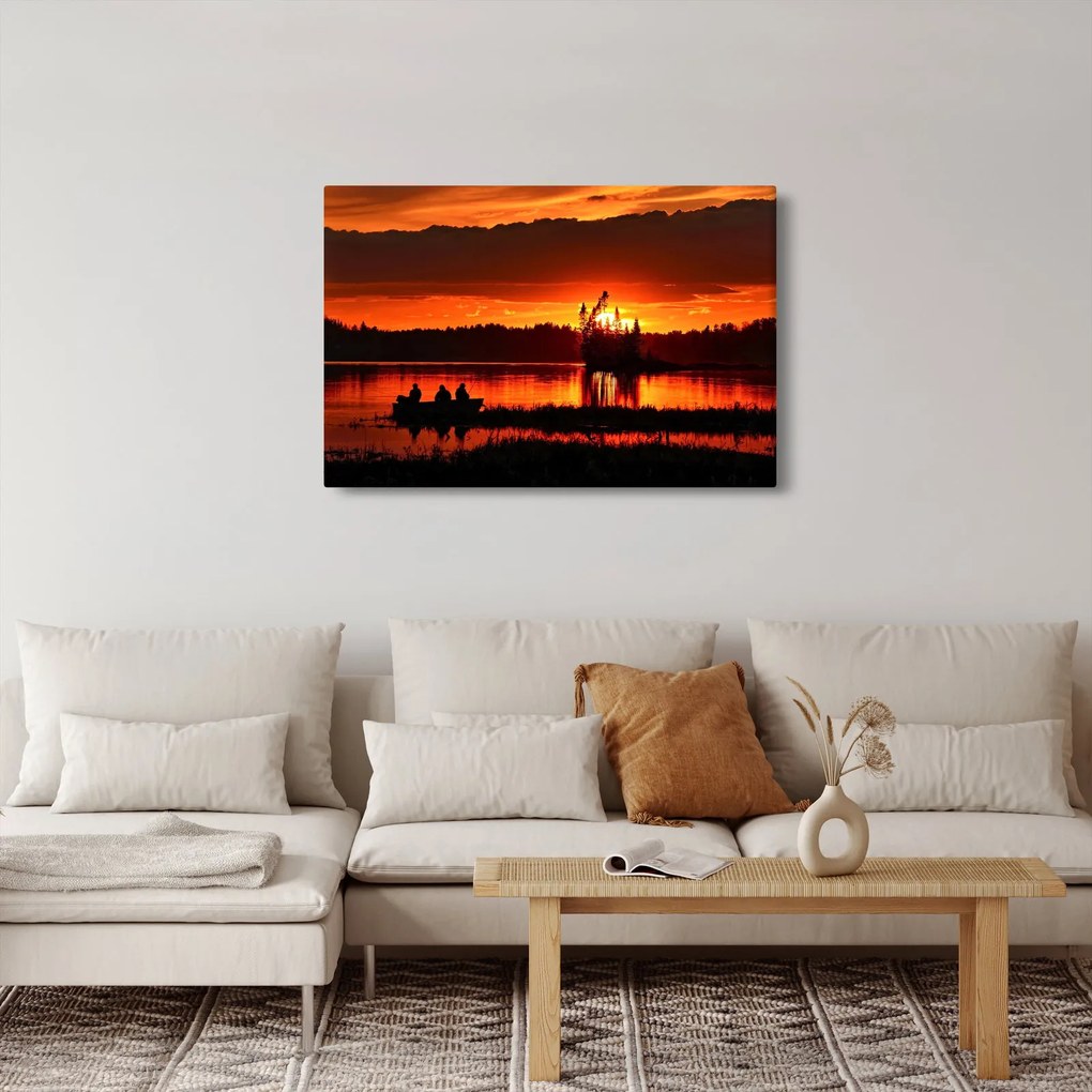 Tablou - Pescari pe lac (90x60 cm)