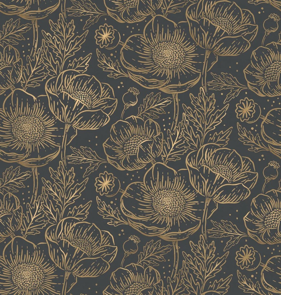 Fototapet, Golden Poppy, Midnight, Rebel Walls