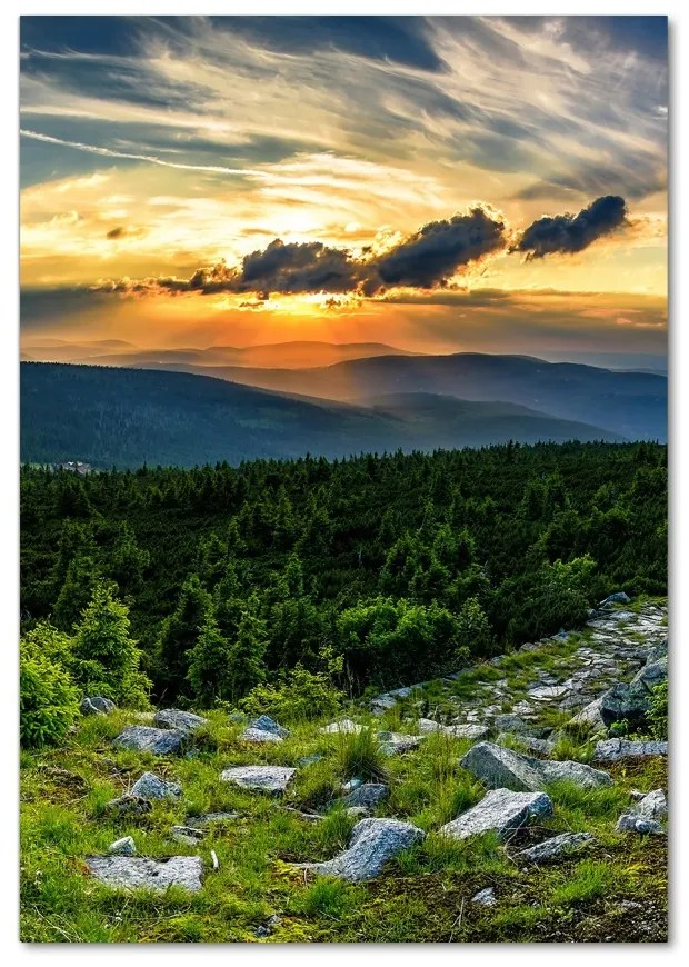 Tablou sticlă panorama munților