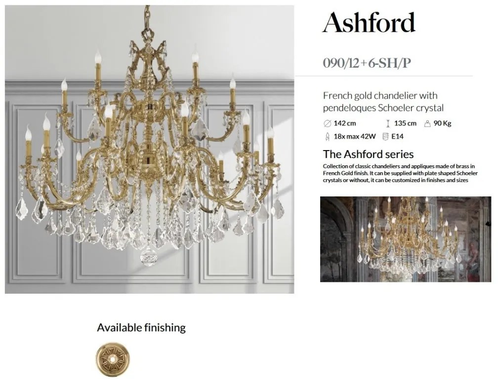 Candelabru XXL 18 brate LUX cu cristale Scholer, Ashford