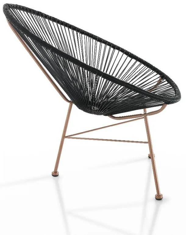 Fotoliu de grădină negru din ratan artificial Numana – Tomasucci