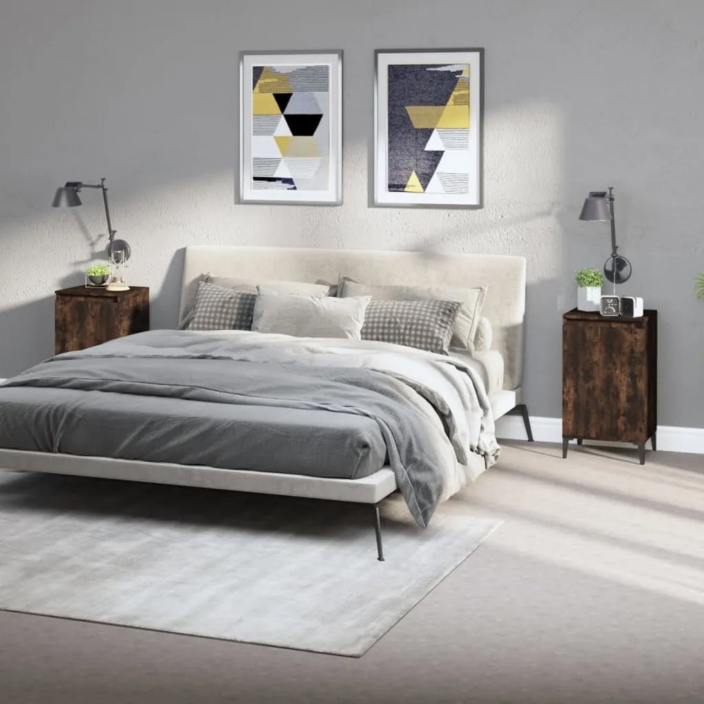 vidaXL Noptiere, 2 buc., stejar afumat, 40x35x70 cm, lemn prelucrat