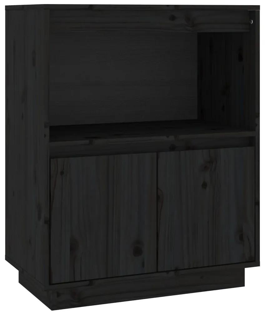 813524 vidaXL Servantă, negru, 60x34x75 cm, lemn masiv de pin