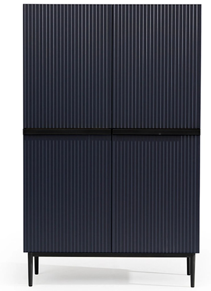 Bufet Nicole 100 cm cu mânere și picioare metalice - bleumarin / picioare negre
