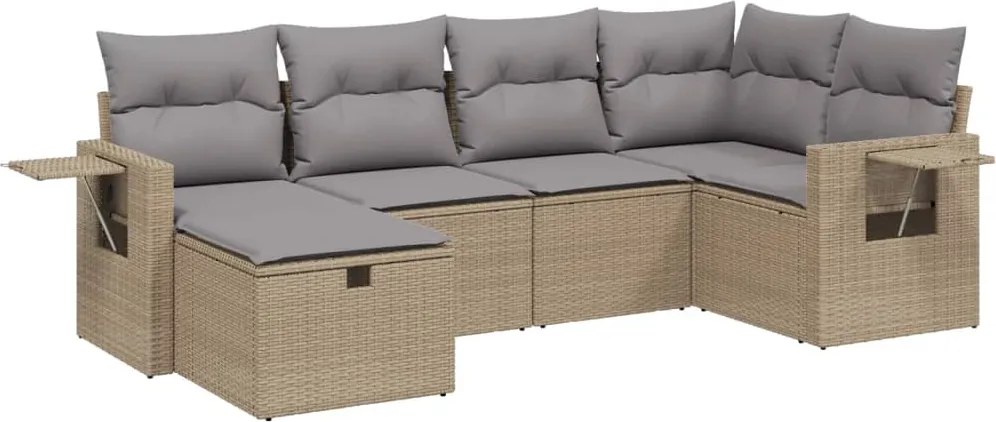 vidaXL Set canapele de grădină, 6 piese, cu perne, bej, poliratan