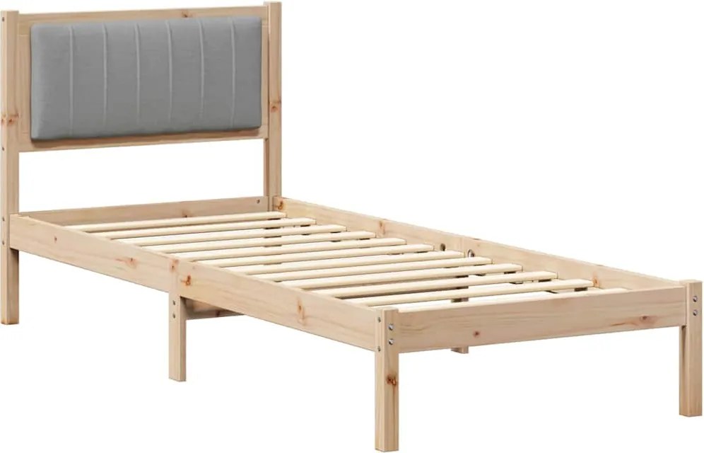 vidaXL Cadru de pat cu tăblie tapițată Gri deschis 75 x 190 cm