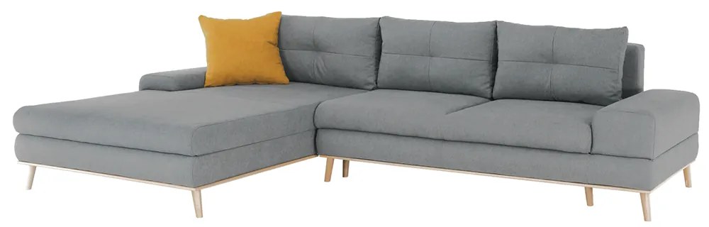 Coltar extensibil PANOS stanga gri-mustar, 315x80/92x212 cm