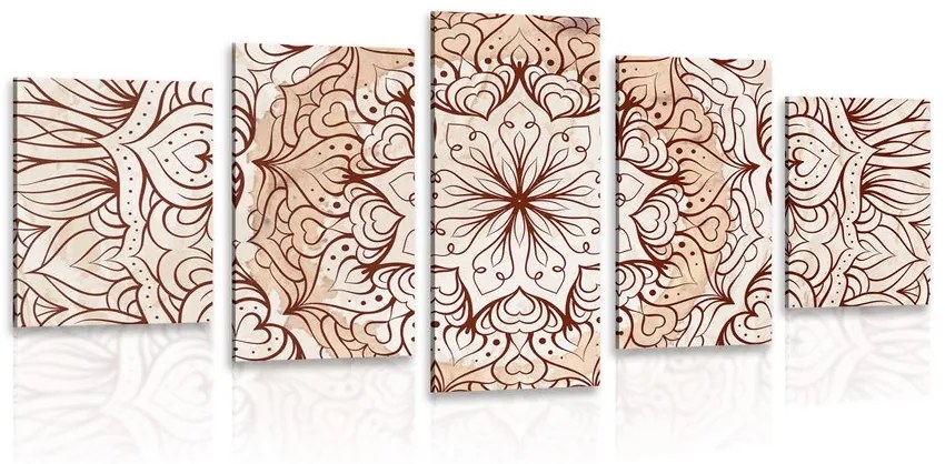 Tablou 5-piese Mandala etnică abstractă