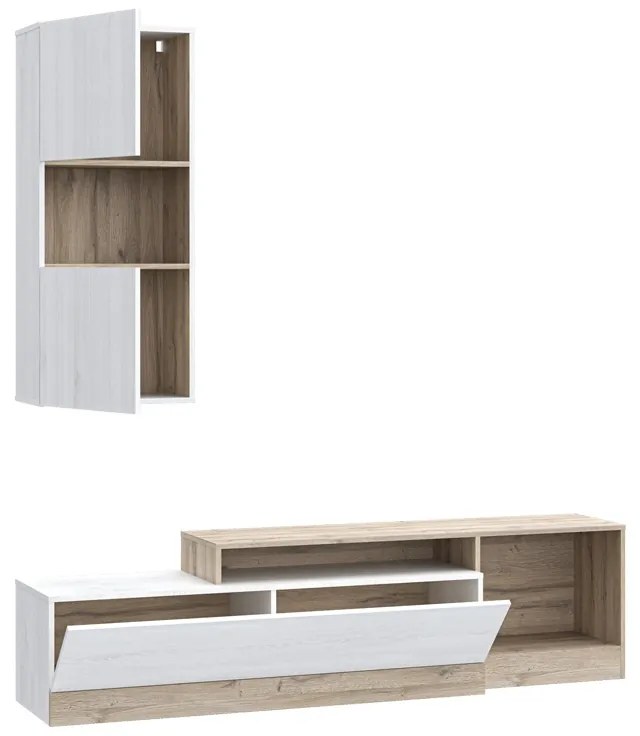 Ansamblu comoda TV Halmi alb stejar 180x39x190 cm