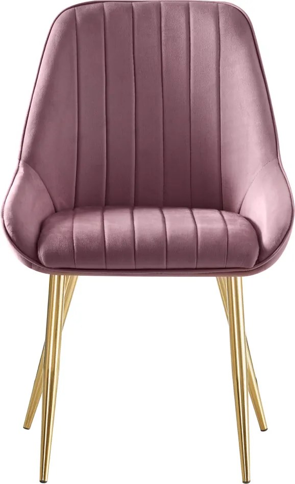 Scaun de dining, roz ţesătură Velvet/gold crom-auriu, PERLIA