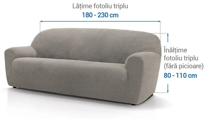 Huse super elastice HARMONIA gri deschis fotoliu triplu (l. 180 - 230 cm)