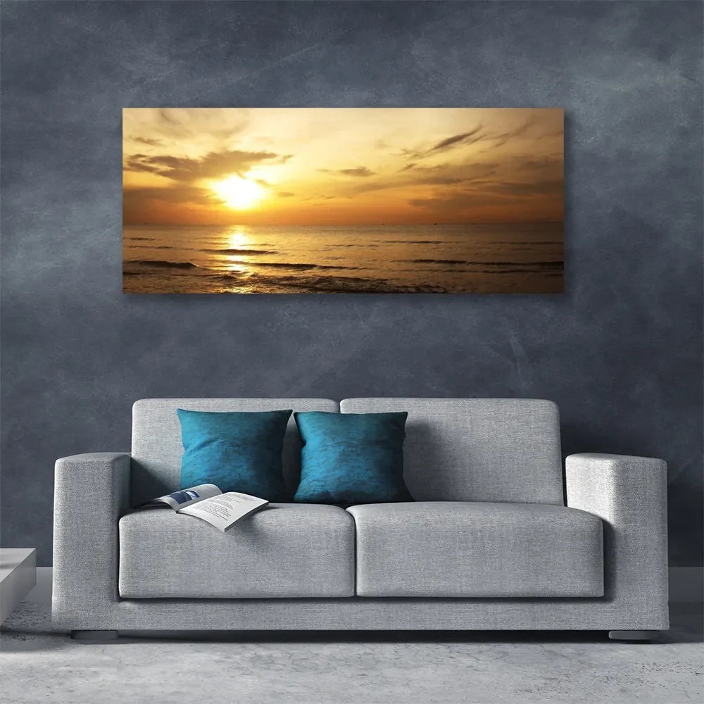 Tablou pe panza canvas Marea Peisaj Galben Gri