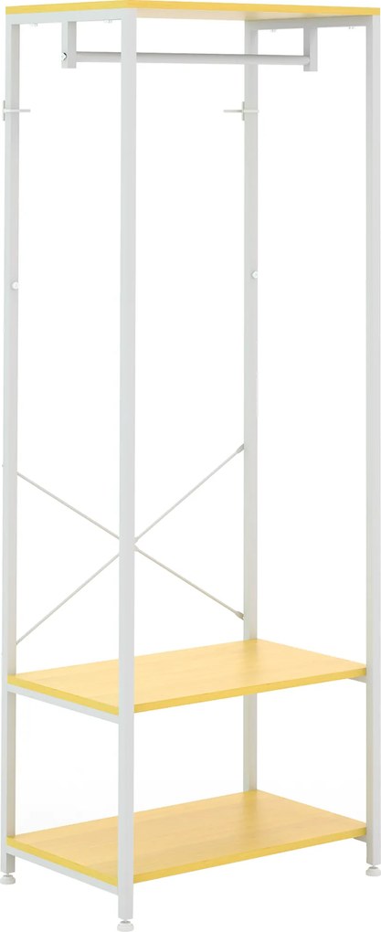 HOMCOM Suport 2 în 1 pentru Haine cu Depozitare Pantofi, Șină Suspendată și 2 Rafturi de Depozitare, 60x40x167.5 cm, Natural | Aosom Romania