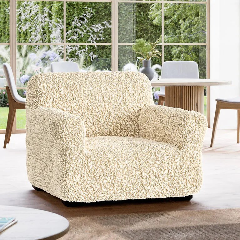 Huse bielastice FUCO bumbac bio smântânii fotoliu (l. 60 - 110 cm)