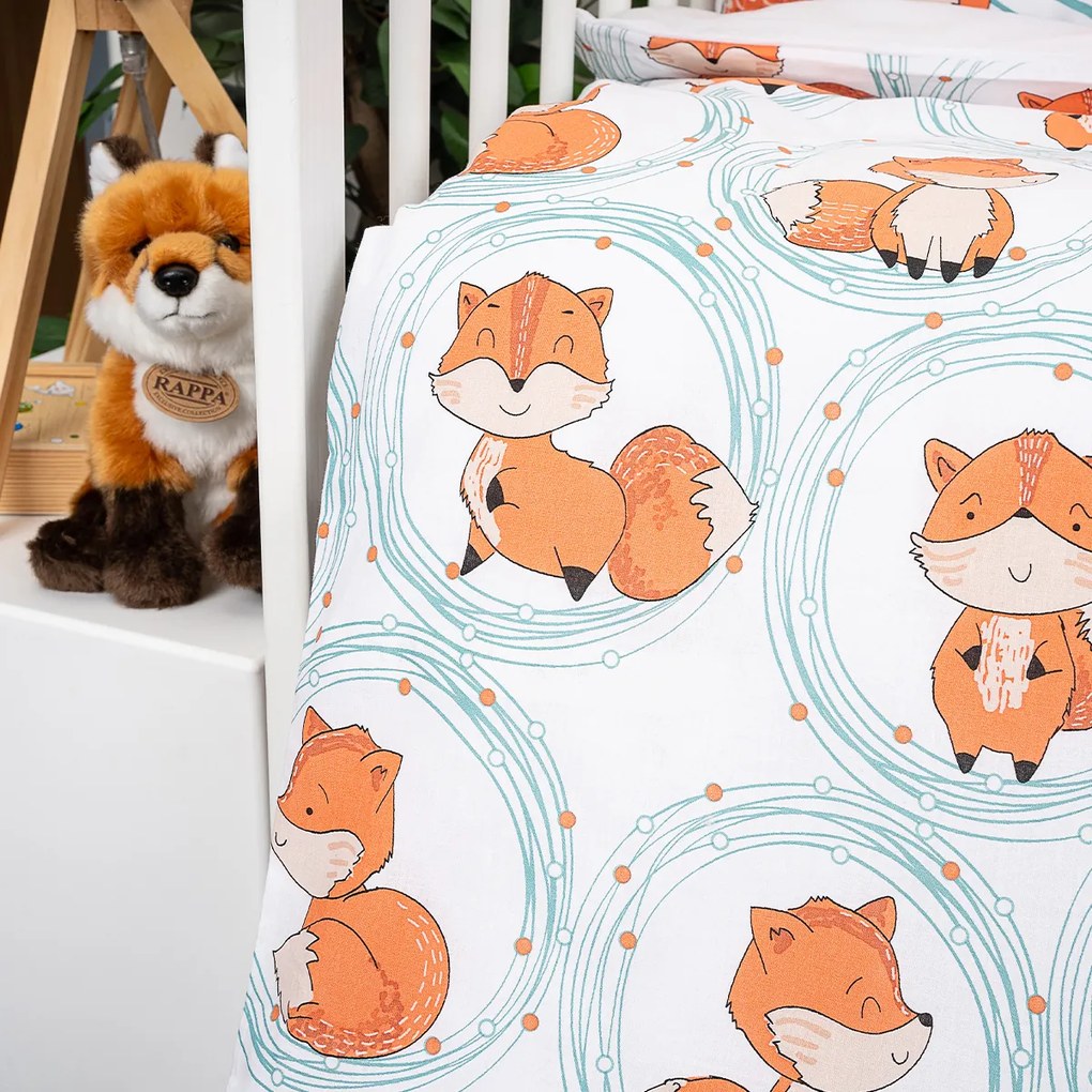 Lenjerie de pat pentru pătuț din bumbac 4Home Foxes, 100 x 135 cm, 40 x 60 cm