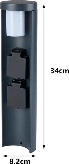 BRILAGI PILLAR - Lampă de exterior cu 2 prize SCHUKO, 1xG9/11W/230V, IP44, antracit