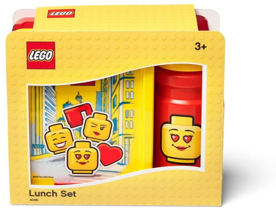 Set caserolă pentru gustări și sticlă LEGO® Iconic, roșu - galben