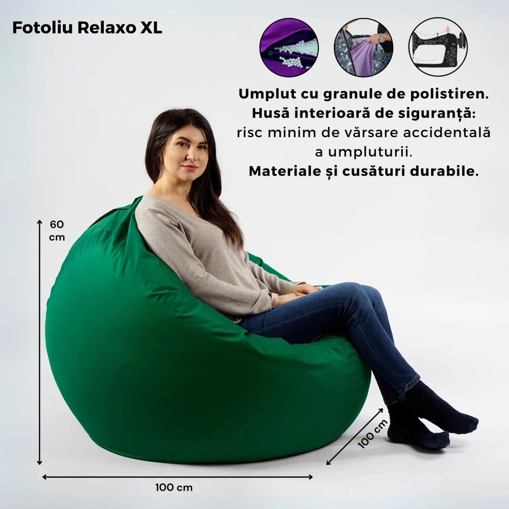 Fotoliu Relaxo XL, Material Piele Ecologica - Bordo
