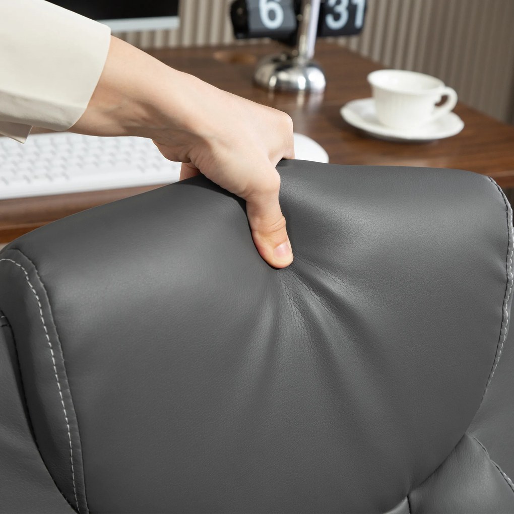HOMCOM Fotoliu de birou, fotoliu birou ergonomic cu suporturi pentru brațe rabatabile, înălțime reglabilă, funcție de balansare, gri | Aosom Romania