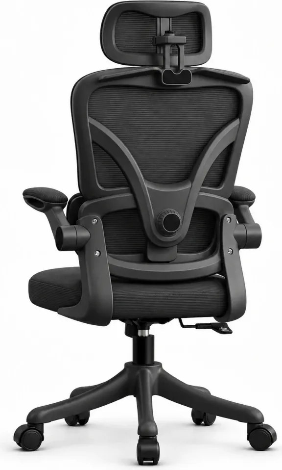 ErgoVision Sponge – Scaun Ergonomic, Suport Lombar Reglabil, Tetieră Reglabilă, Cotiere Rabatabile, Recliner 135°, Umeras, Mesh, Negru