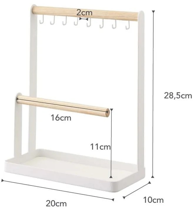 Suport pentru bijuterii cu detalii din lemn de fag YAMAZAKI Tosca, alb