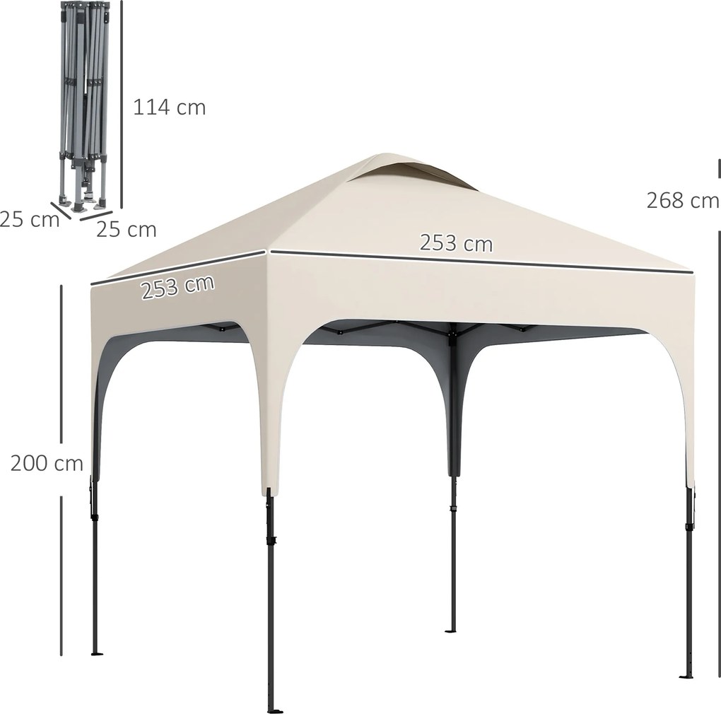 Outsunny Tonelă 2,5 x 2,5 m barnum de grădină Pop-up pliabil înălțime reglabilă Oxford anti-UV50+ cadru oțel sac de transport | Aosom Romania