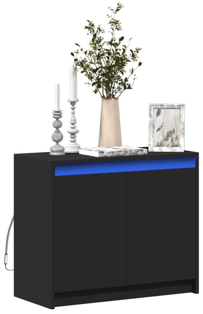 vidaXL Dulap cu LED, negru, 72x34x61 cm, lemn prelucrat